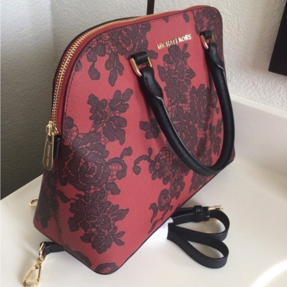 Michael Kors Cindy Red Floral Women's Bag Limited Edition - Picture 10 of 10